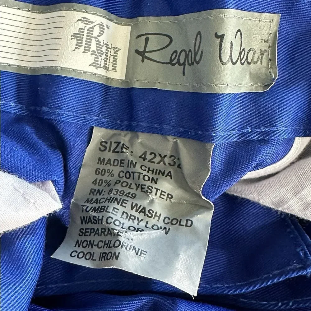 REGAL WEAR CARGO TWILL PANTS WITH BELT - ROYAL 42 32